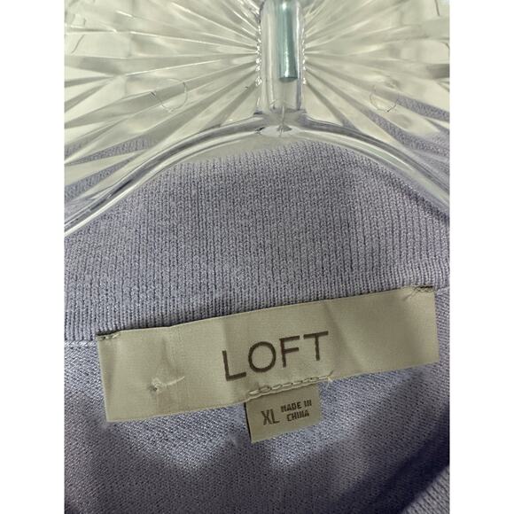 Loft Sweater Shirt Purple Button Front 3D Knit Soft Short‎ Sleeve Work Size XL - Picture 2 of 13
